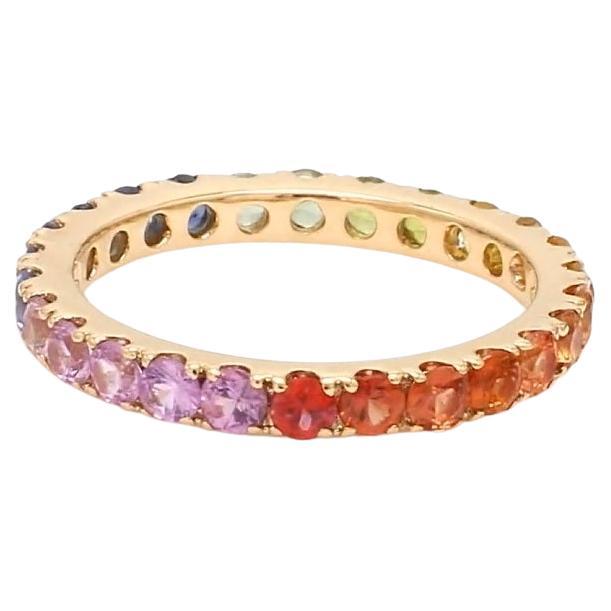 Bague saphir naturel multicolore en or 14 carats