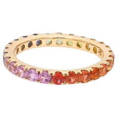 Anello con zaffiro naturale multicolore in oro 14k