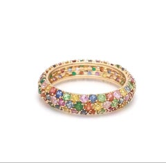 Natural 3.09cts Multi-sapphire Ring in 18k Gold