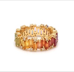 Natural 4.36cts multi-sapphire & 0.35cts Diamond Ring in 18k Gold
