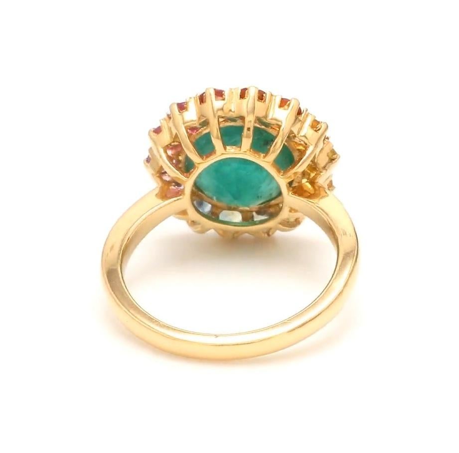 Natürlicher Smaragd  Mehrfarbiger Saphirring aus 18k Gold im Zustand „Neu“ im Angebot in jaipur, IN