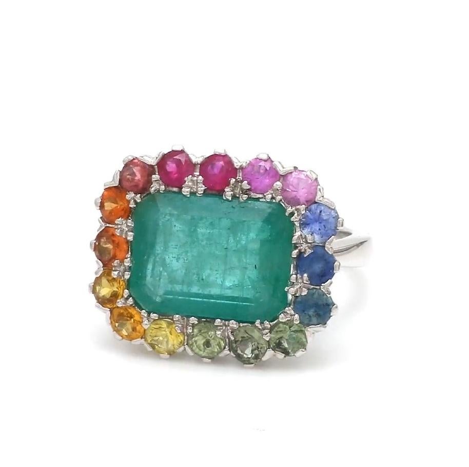 Bague saphir naturel multicolore en or 18 carats Neuf - En vente à jaipur, IN