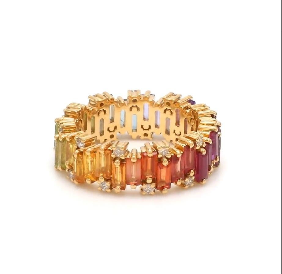 Bague saphir naturel multicolore en or 18 carats Neuf - En vente à jaipur, IN