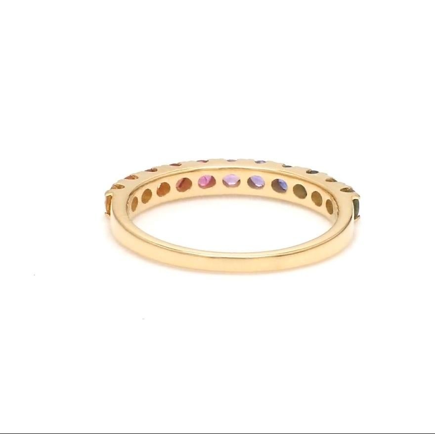 Donna Anello con zaffiro naturale multicolore in oro 18k in vendita