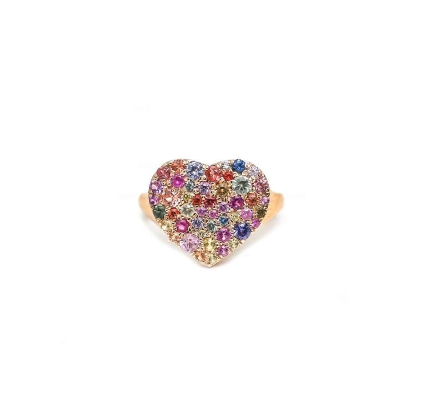 Bague saphir naturel multicolore en or 18 carats Pour femmes en vente