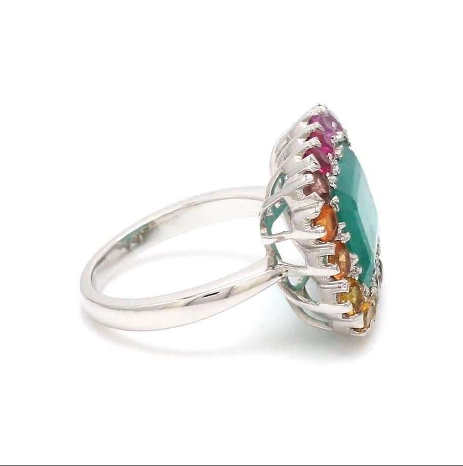 Bague saphir naturel multicolore en or 18 carats en vente 1