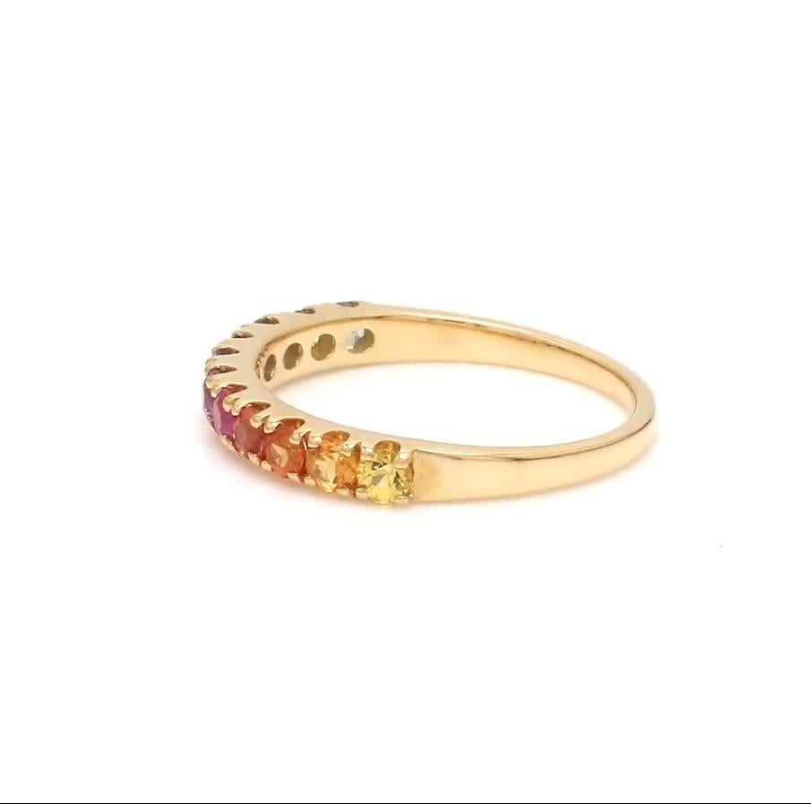 Anello con zaffiro naturale multicolore in oro 18k in vendita 1