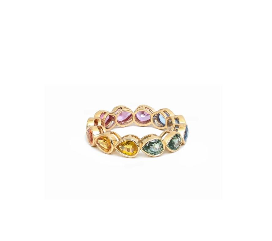 Bague saphir naturel multicolore en or 18 carats en vente 2