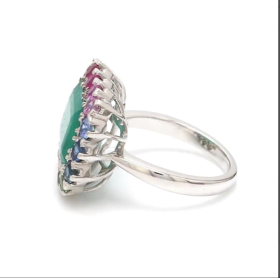Bague saphir naturel multicolore en or 18 carats en vente 3