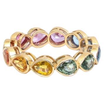 Natural multi colour sapphire ring in 18k gold