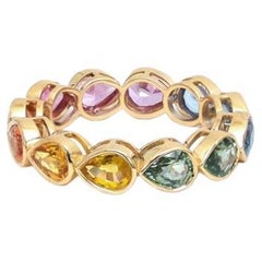 Natural multi colour sapphire ring in 18k gold