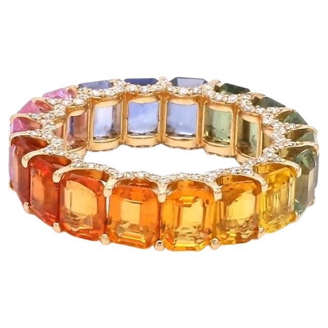 Natural multi colour sapphire ring in 18k gold