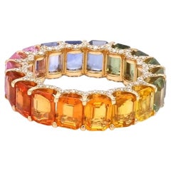 Natural multi colour sapphire ring in 18k gold