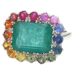 Natural multi colour sapphire ring in 18k gold
