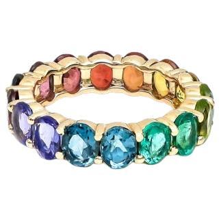 Natural multi colour sapphire ring in 18k gold