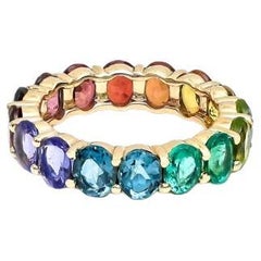 Natural multi colour sapphire ring in 18k gold