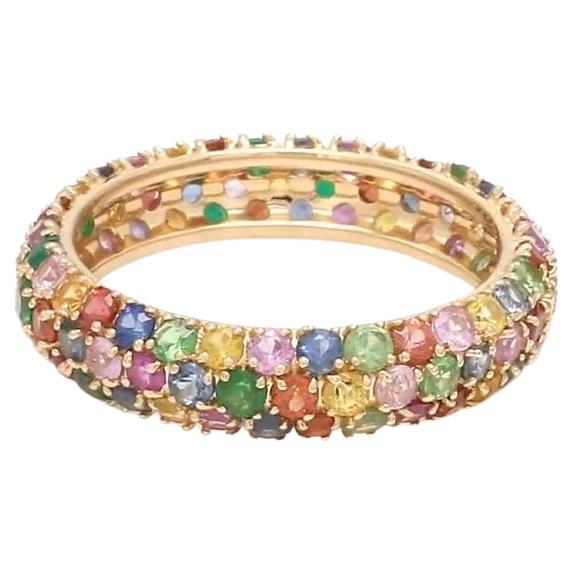 Bague saphir naturel multicolore en or 18 carats