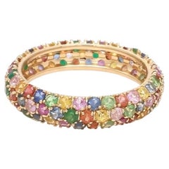 Natural multi colour sapphire ring in 18k gold