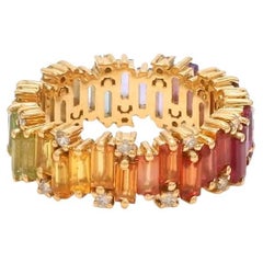 Natural multi colour sapphire ring in 18k gold