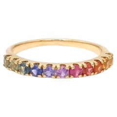 Natural multi colour sapphire ring in 18k gold