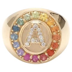 Natural multi colour sapphire ring in 18k gold
