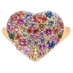 Natural multi colour sapphire ring in 18k gold