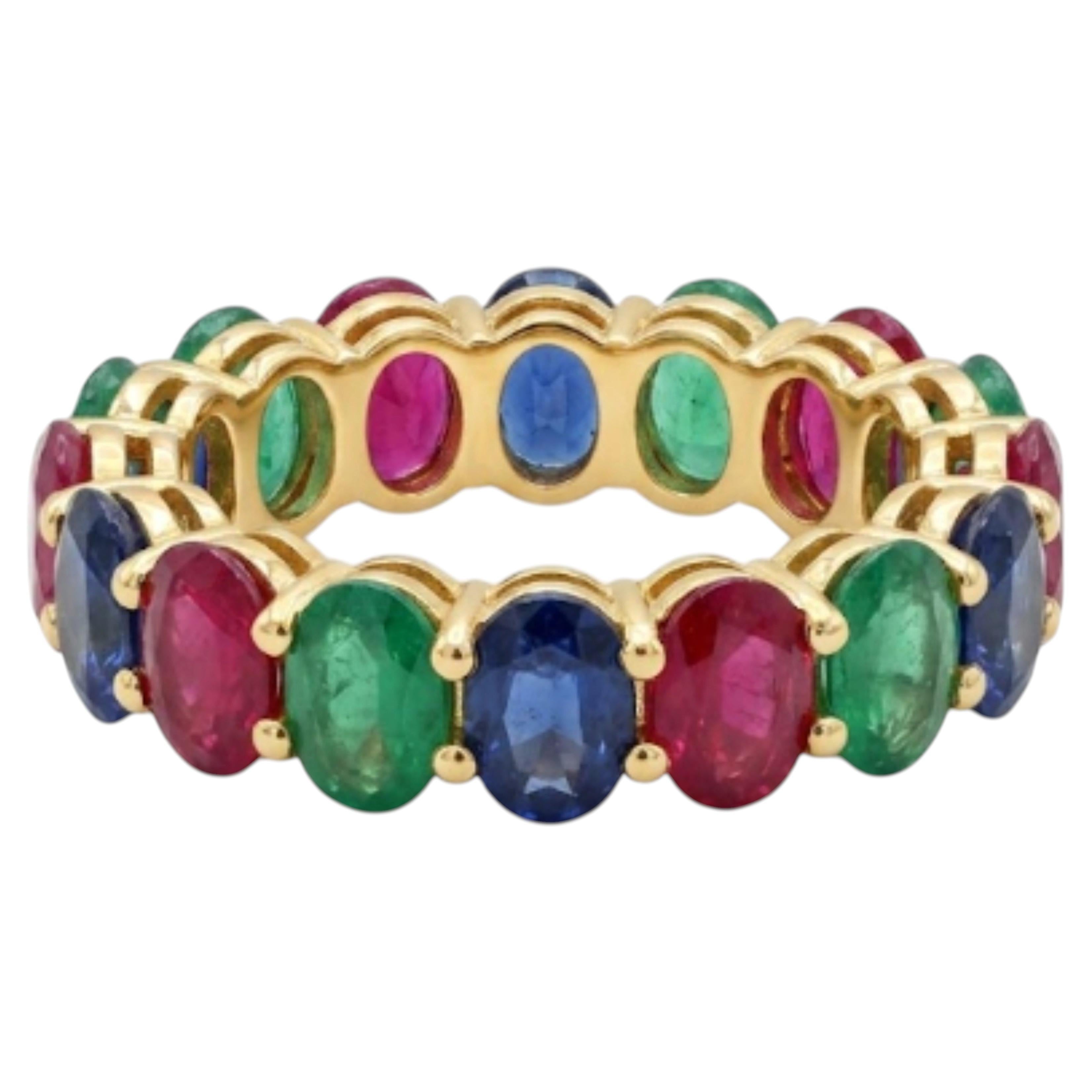 Natural Multi-Gemstone 1.40ct Ring in 14K Gold, Designer