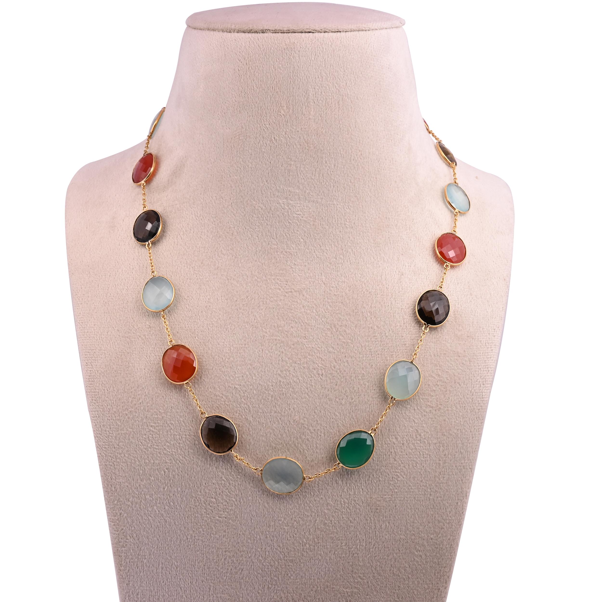 Chaîne collier multi Qurtz 99,05 cts en or 18 carats Neuf - En vente à jaipur, IN