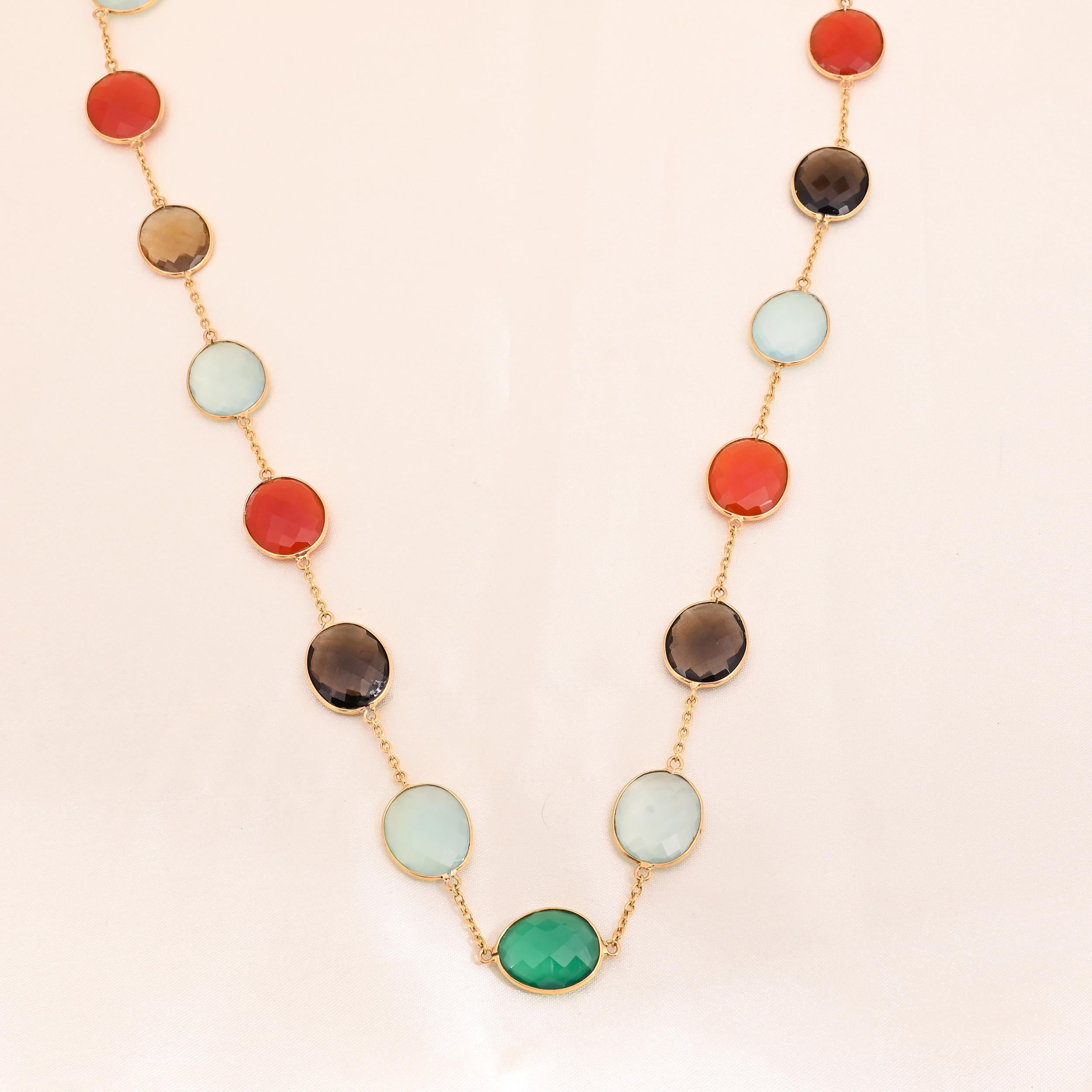 Chaîne collier multi Qurtz 99,05 cts en or 18 carats Pour femmes en vente