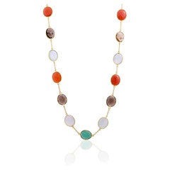 Collar de Cadena de Multi Qurtz Natural 99.05 cts en oro de 18k