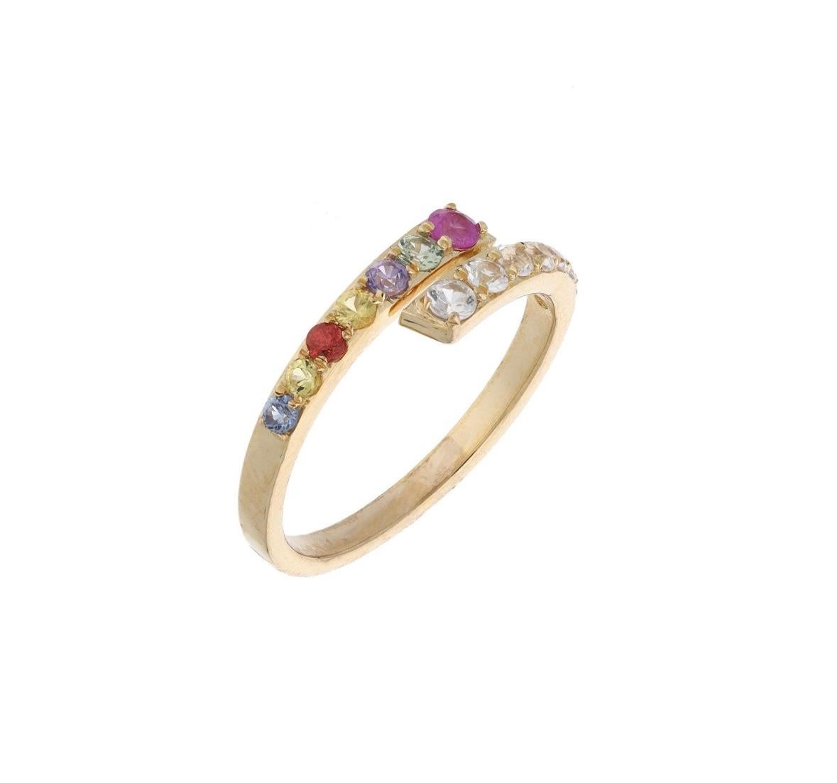 Ring aus 18 Karat Gold mit natürlichem, mehrfarbigem Saphir 0,67 Karat im Angebot 1