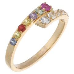 Natural multi sapphire 0.67cts ring in 18k gold