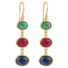 Pendientes de oro amarillo de 18 quilates con varios zafiros, 15,60 quilates, nuevos