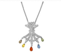 Natural Multi Sapphire 1.5CTS Necklace in 18k White Gold