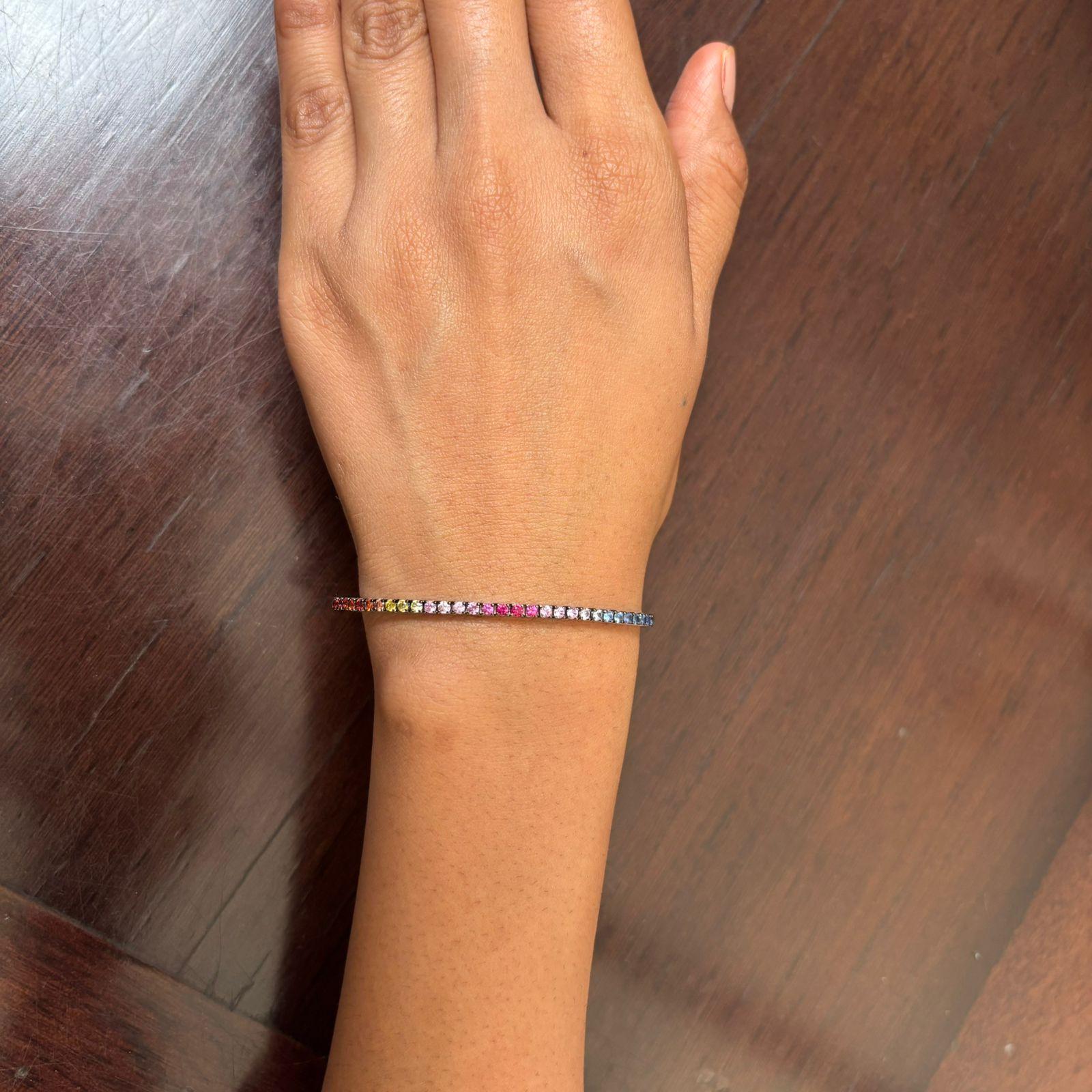 Pulsera Zafiro Múltiple Natural 1,87cts en Oro de 18k en venta 2