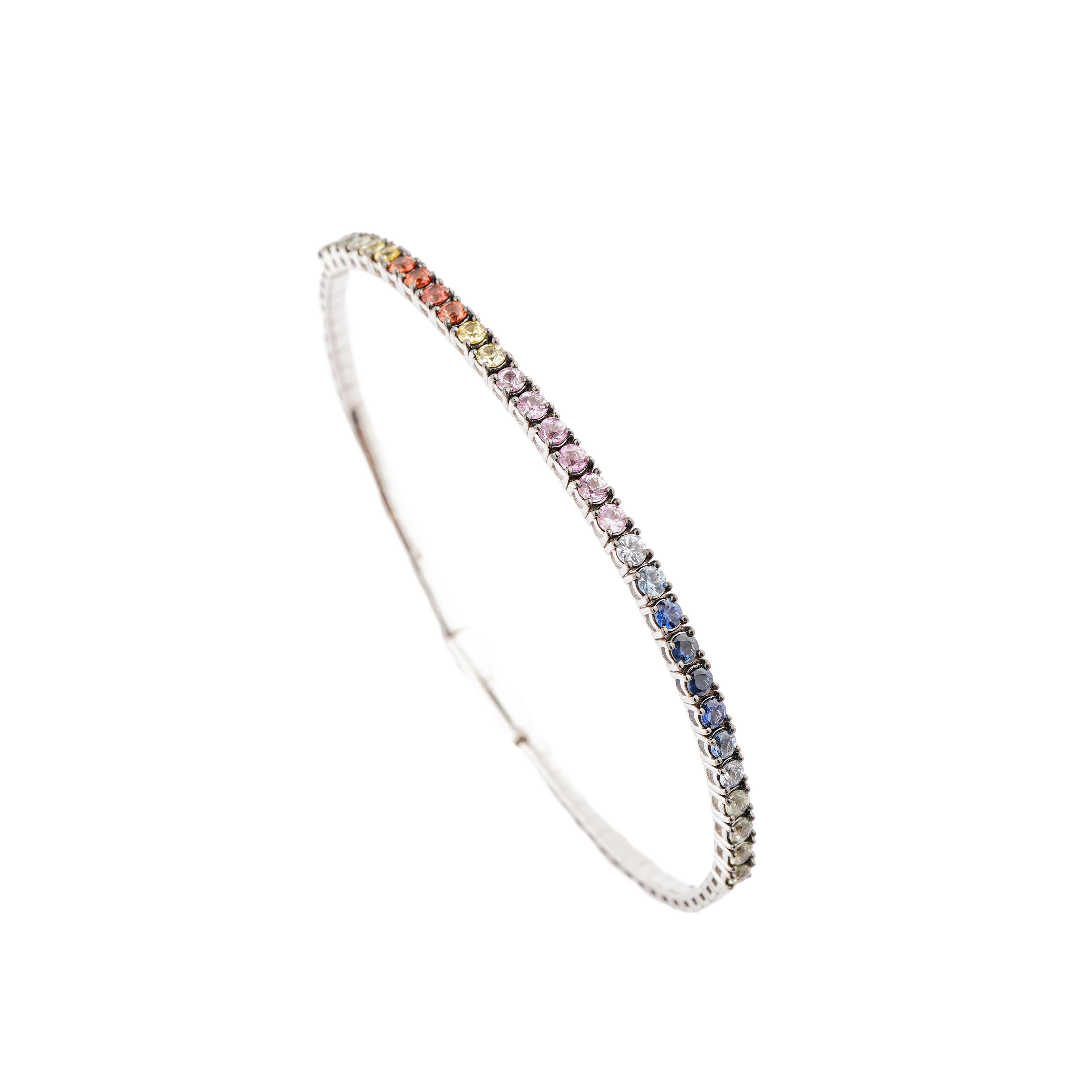 Pulsera Zafiro Múltiple Natural 1,92cts en Oro de 18k Corte Asscher en venta