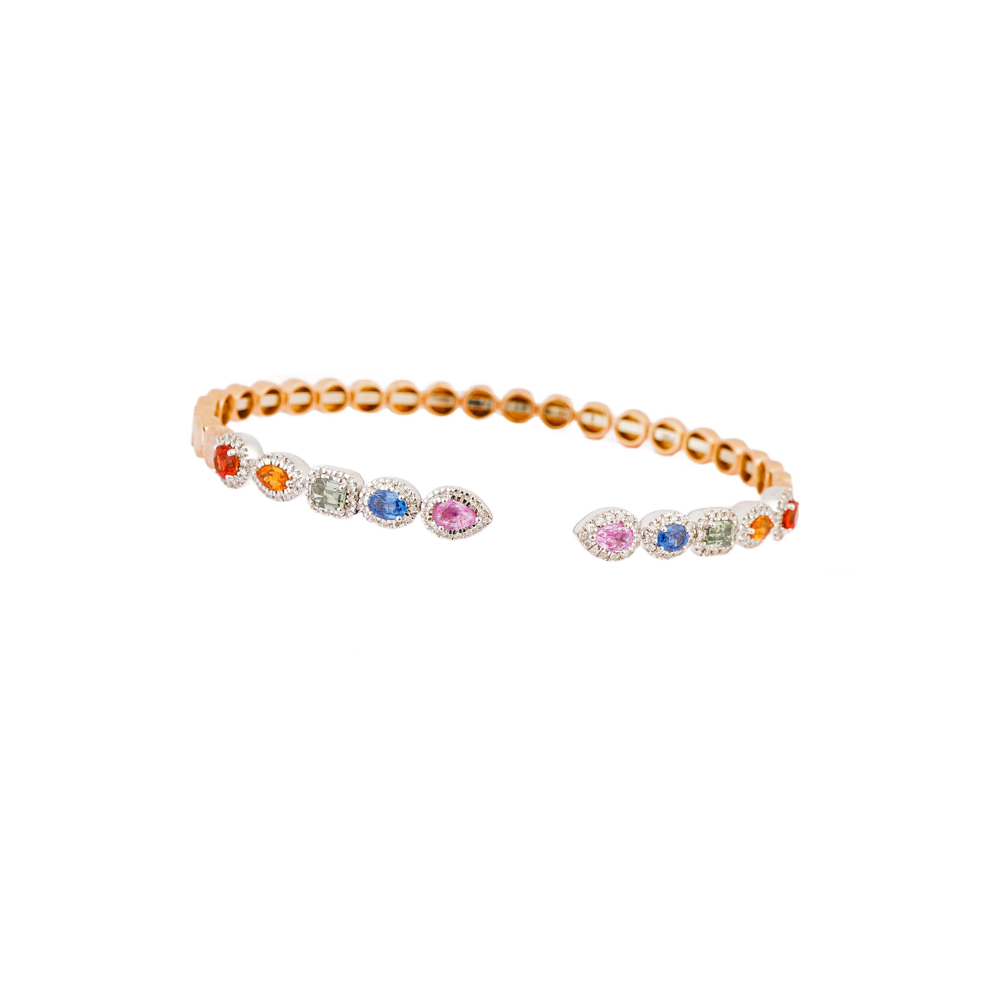 Pulsera de zafiro múltiple natural 1,96cts, diamante 0,36cts en oro de 18k en Nuevo estado para la venta en jaipur, IN