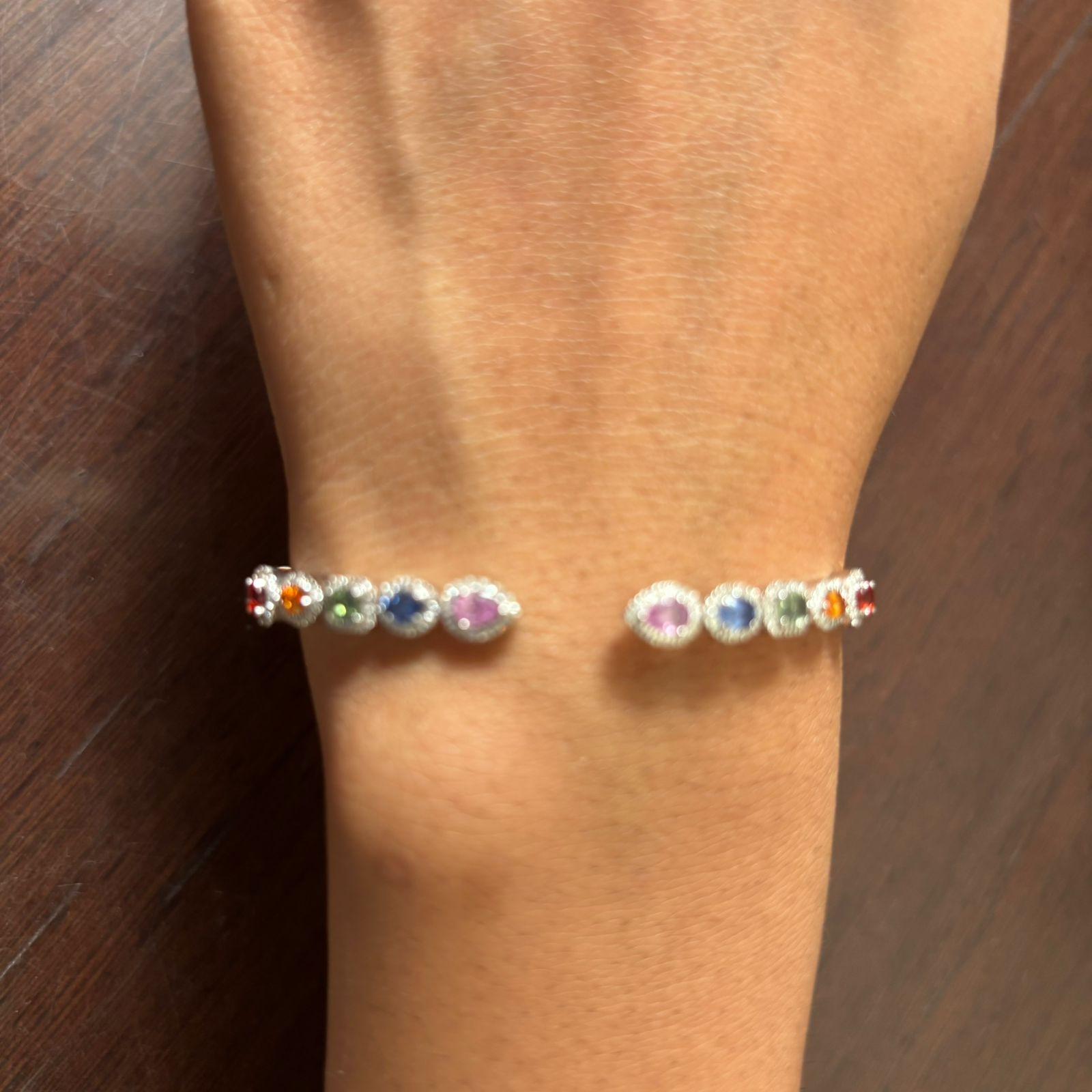 De las mujeres Pulsera de zafiro múltiple natural 1,96cts, diamante 0,36cts en oro de 18k en venta