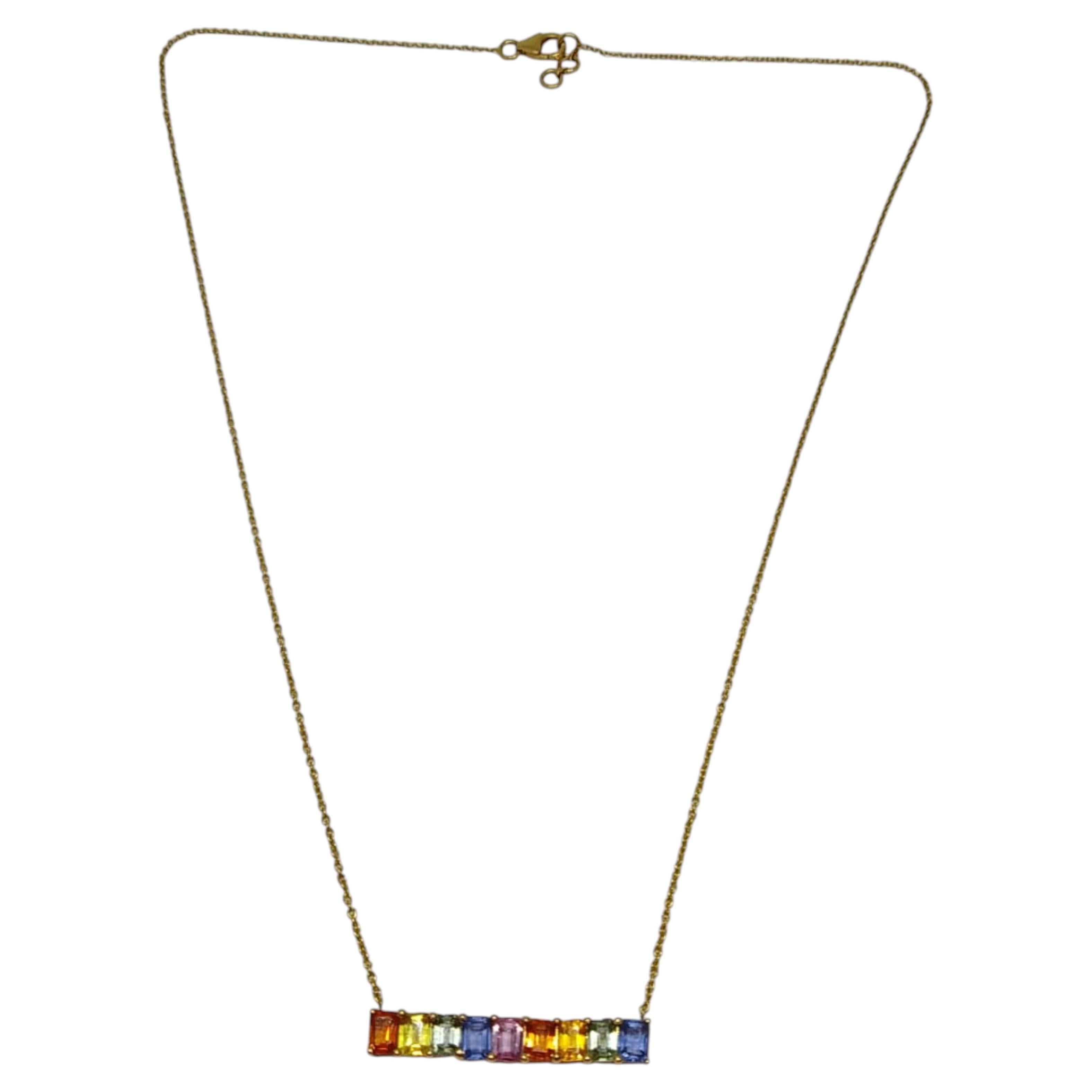 Natural Multi Sapphire 2.45CTS Necklace in 18k Gold