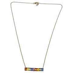 Natural Multi Sapphire 2.45CTS Necklace in 18k Gold