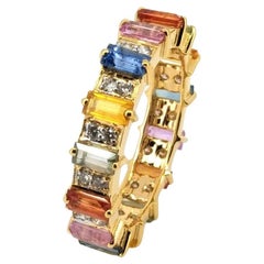Natürlicher natürlicher Multi-Saphir 2,54 Karat & Diamant 0,37 Karat Ring aus 18 Karat Gold