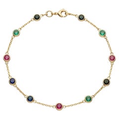 18K Yellow Gold Multi-Sapphire Bracelet, 2.55 Carats, Designer