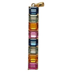 Natural Multi Sapphire 2.77CTS & Tanzanite 0.98CTS Earring in 14k Gold