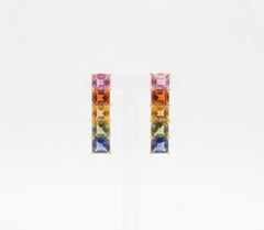 Natural Multi Sapphire 2.90CTS Earring in 14k Gold