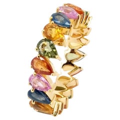 Natural Multi Sapphire 5.26cts Ring in 18k Gold