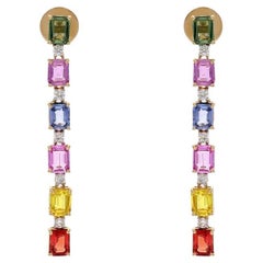Orecchino con zaffiro multiplo Nature 5,33cts e diamante 0,33cts in oro 18k