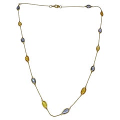 Natural Multi Sapphire 6.75CTS Necklace in 18k Yellow Gold