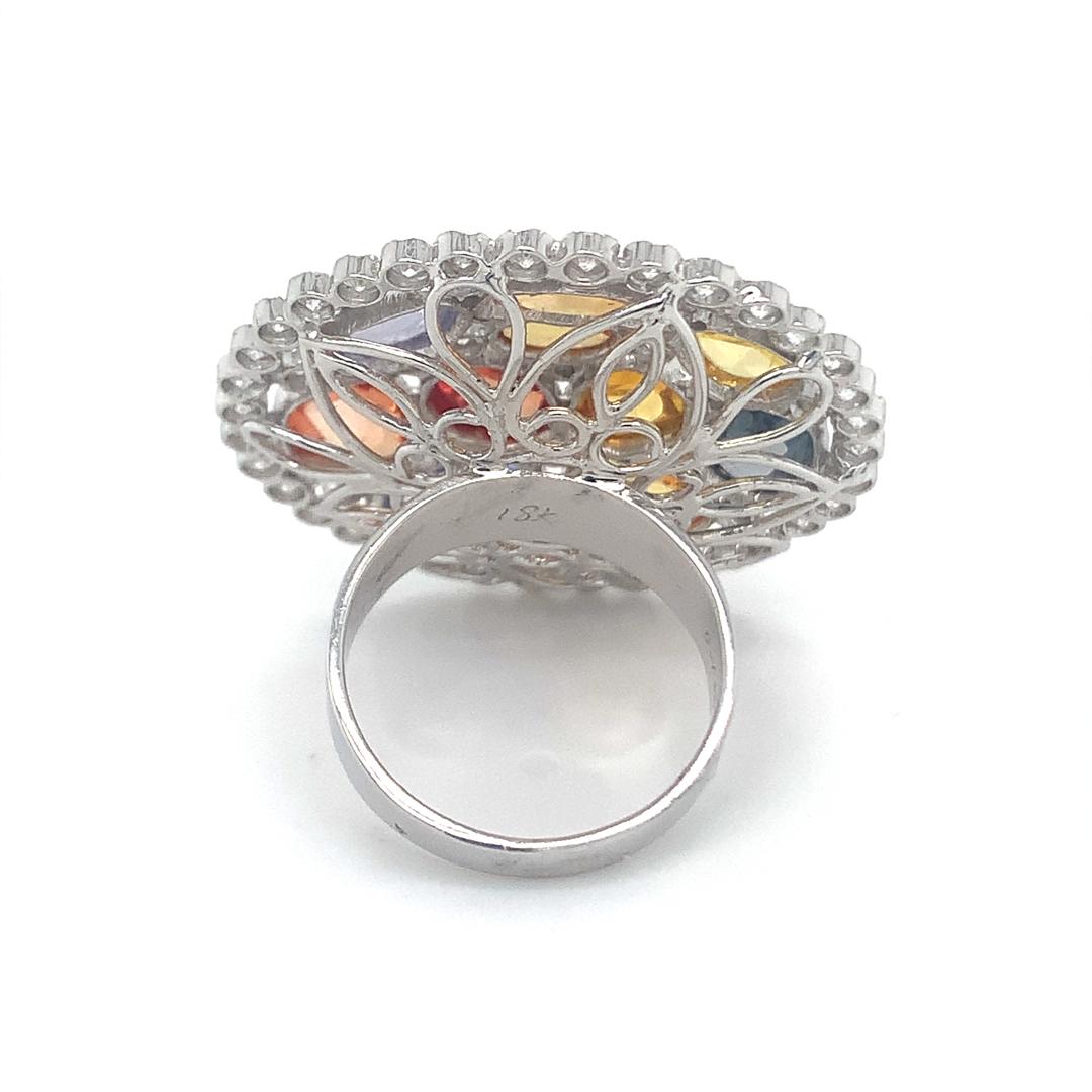 Women's Natural Multi sapphire and Diamond ring For Sale