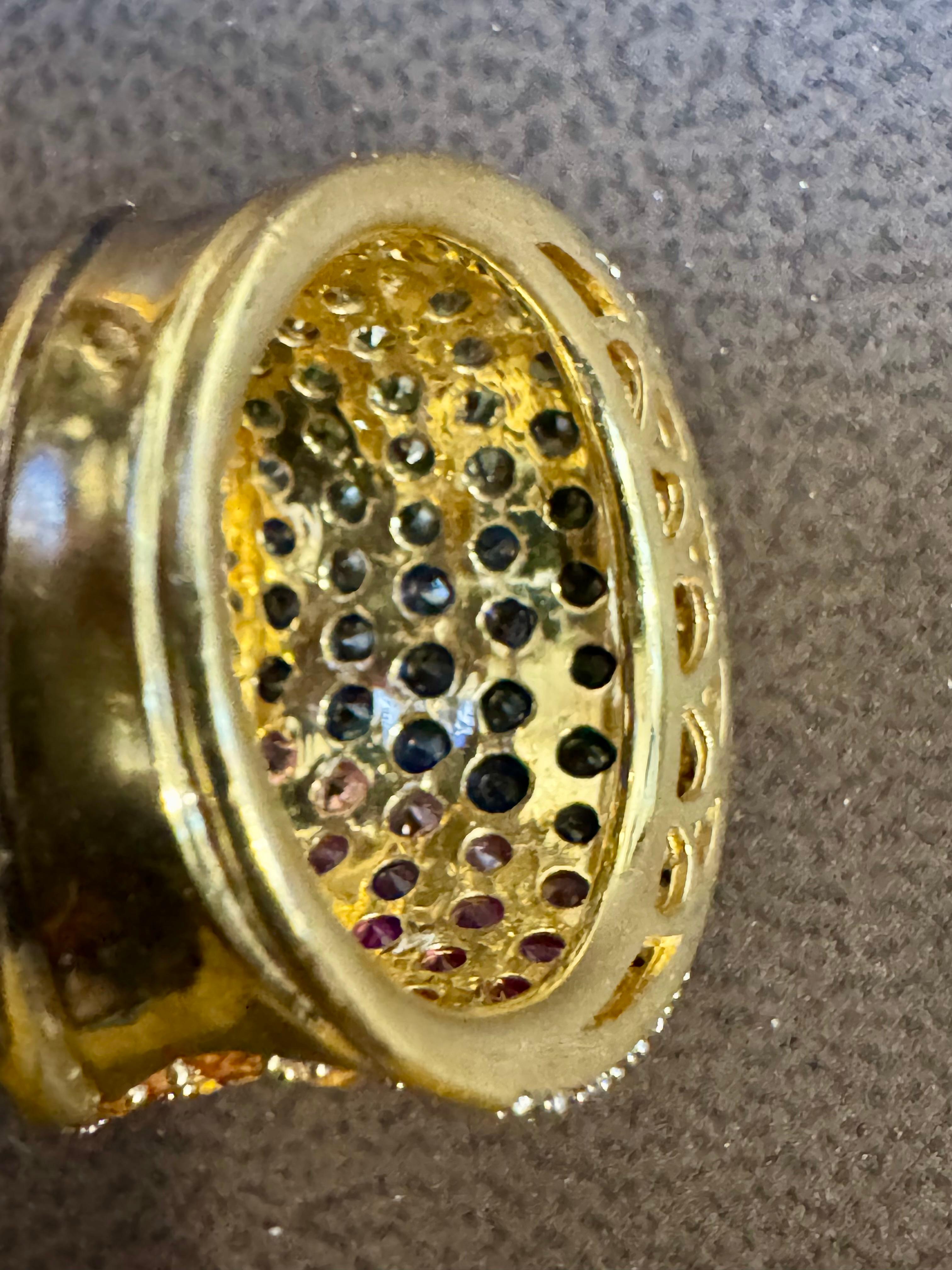 Anello Nature Multi sapphire Blue, Pink Yellow Green Sapphire & Dia in oro 14k in vendita 3