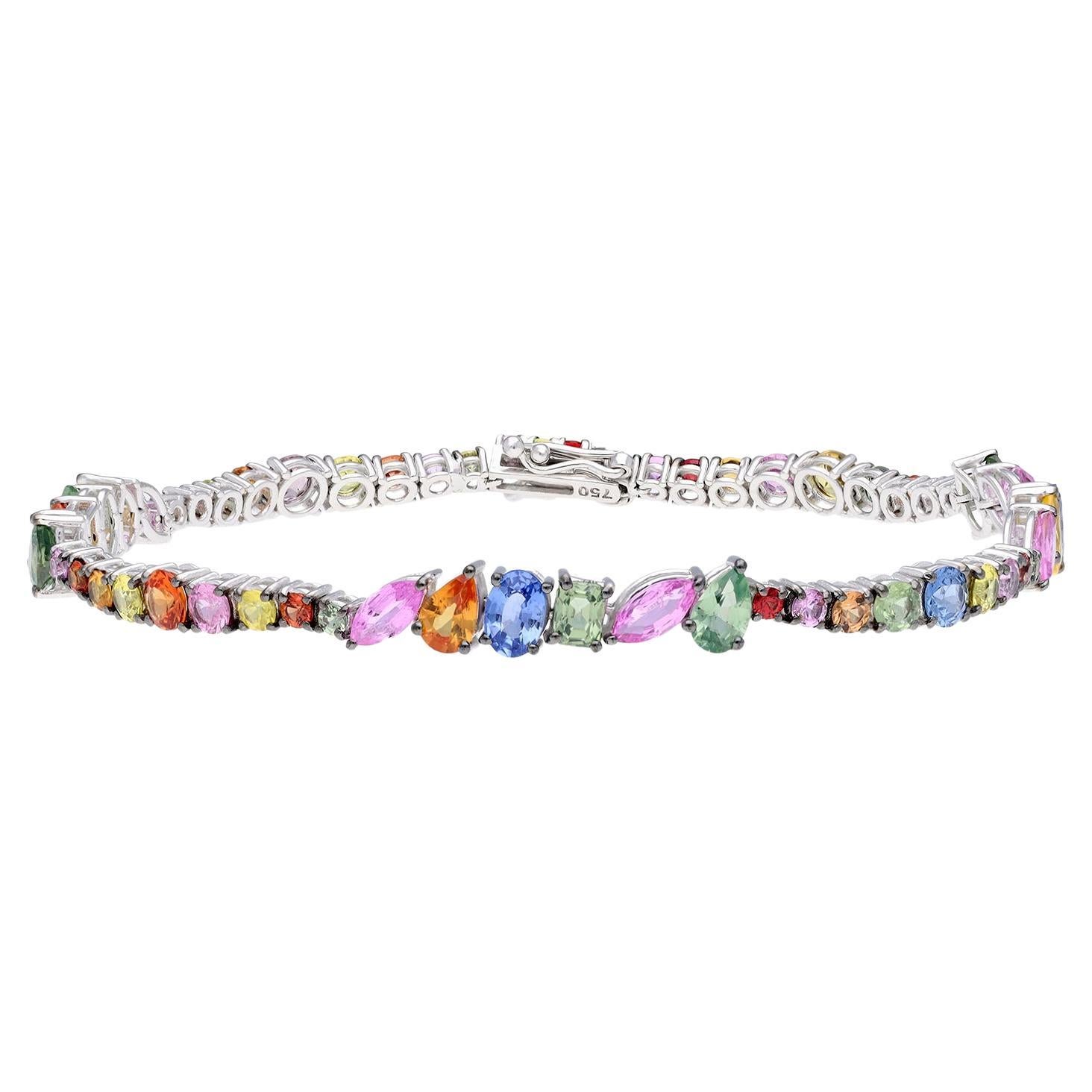 Natural Multi sapphire Bracelet with 10.97 cts in 18k gold